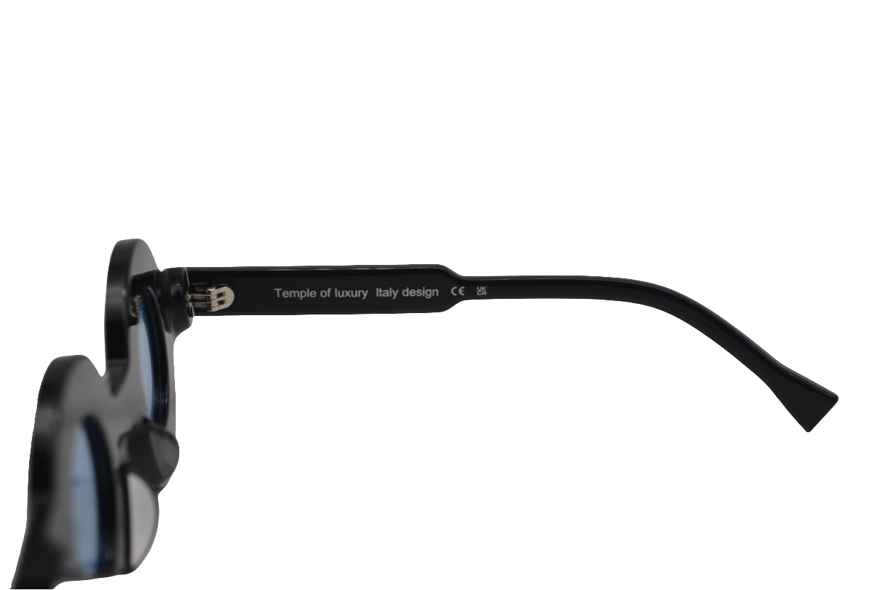Side view of FOM Optical sunglasses featuring metal temples and Italy design, showcasing premium construction quality.